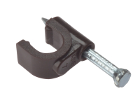 Cable Clips - Round For Coaxial Cable - Brown - Box