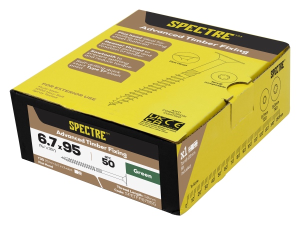 Spectre Advanced Timber Fixing Screws - Flat Head Spectre T/Fix Screw 6 ...