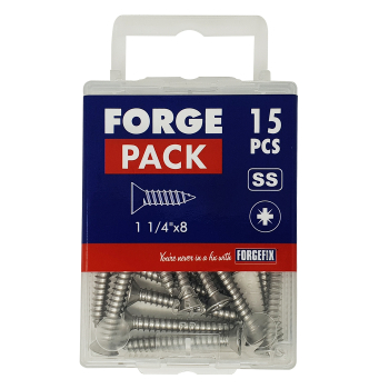 ForgePack Self Tapping Screw 15 per pack PZ CSK SS 1 1/4Inchx8