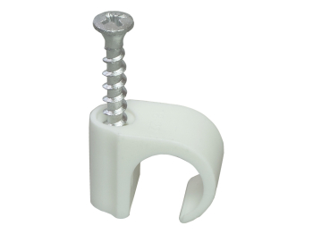 Cable Clips + Screw Round Lead Box 100  PH2 5x33mm      White Cable Clips + Screw Round Lead Box 100  PH2 5x33mm      White