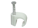 Cable Clips + Screw Round Lead Box 100  PH2 5x33mm      White Cable Clips + Screw Round Lead Box 100  PH2 5x33mm      White
